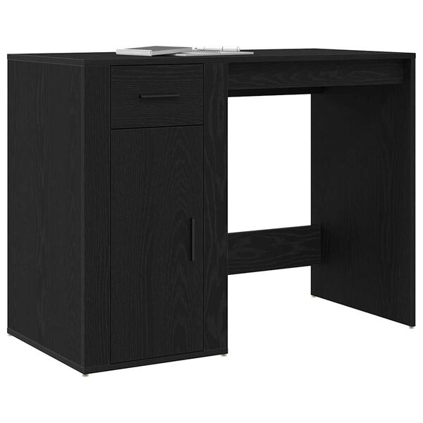 vidaXL Bureau avec porte Ch&ecirc;ne noir 100 x 49 x 74 cm Bois d'ing&eacute;nierie