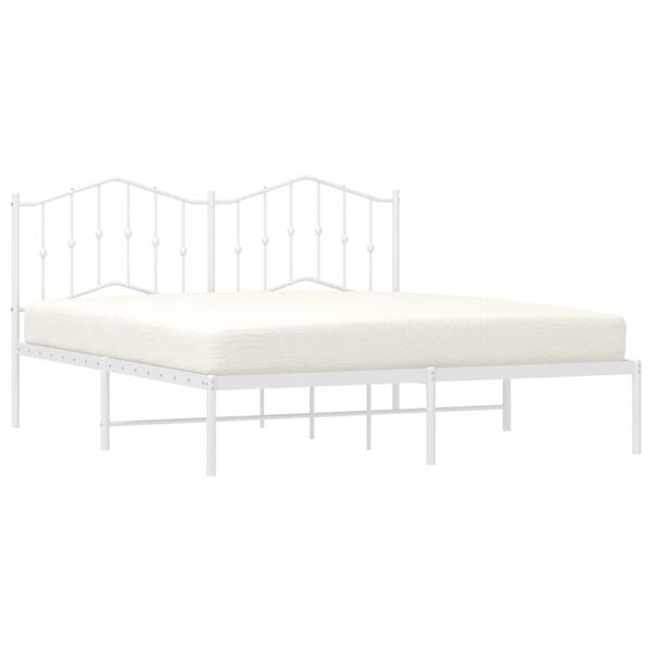 vidaXL Cadre de lit m&eacute;tal sans matelas et t&ecirc;te de lit blanc 160x200 cm