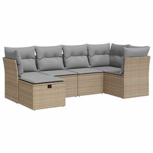 vidaXL Salon de jardin avec coussins 6 pcs beige r&eacute;sine tress&eacute;e