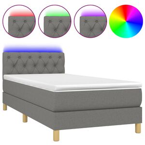 vidaXL Sommier &agrave; lattes de lit avec matelas et LED Gris fonc&eacute; 80x200cm