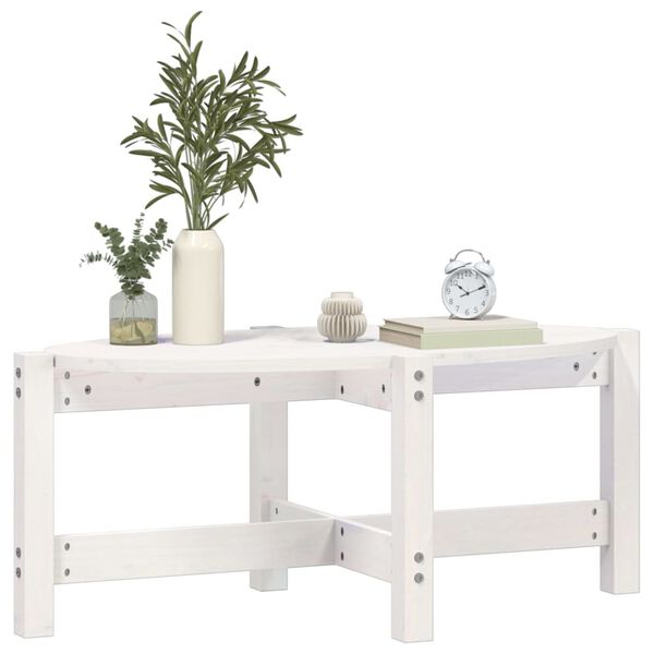 vidaXL Table basse Blanc 87x48x35 cm Bois massif de pin