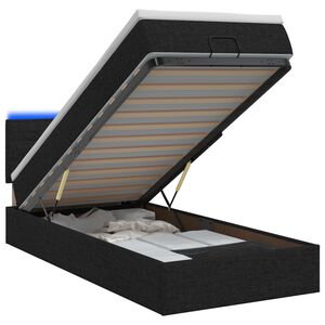 vidaXL Lit coffre avec matelas et LED Noir 90 x 190 cm Tissu