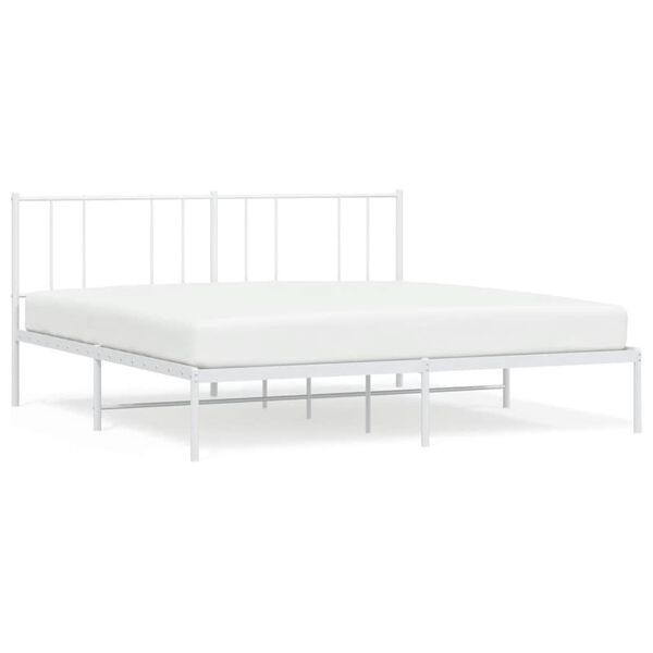 vidaXL Cadre de lit m&eacute;tal sans matelas et t&ecirc;te de lit blanc 180x200 cm