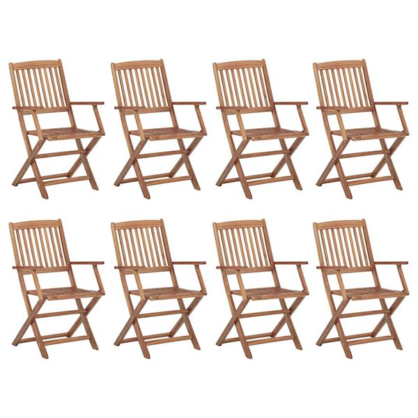 vidaXL Chaises pliables d'ext&eacute;rieur et coussins lot de 8 Bois d'acacia