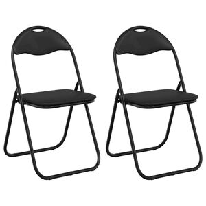 vidaXL Chaise pliante 2 pc Simili cuir Noir 48 x 43,5 x 81 cm