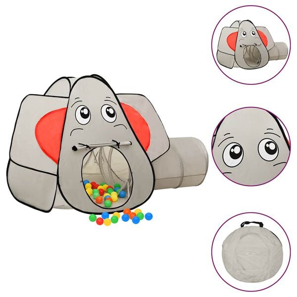 vidaXL Tente de jeu pour enfants 250 balles &Eacute;l&eacute;phant Gris 174x86x101cm