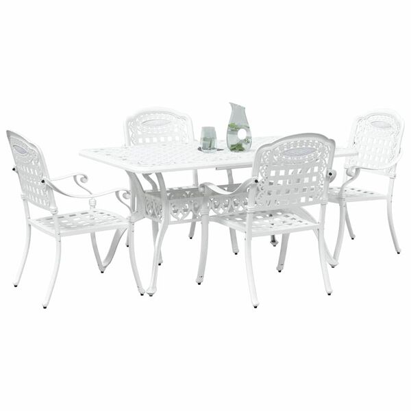 vidaXL Ensemble de salle &agrave; manger pour jardin 5 pcs Blanc Aluminium