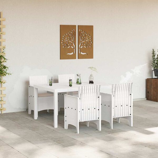 vidaXL Ensemble de salle à manger pour jardin 5 pcs Blanc Rattan Polt