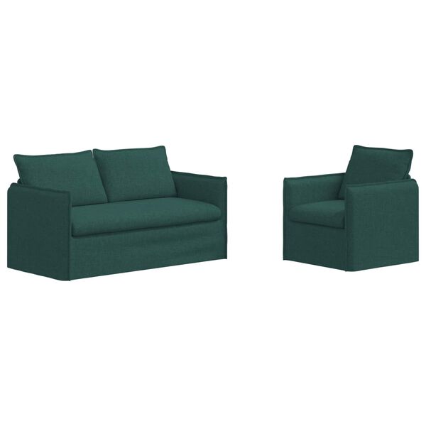 vidaXL Ensemble de Canap&eacute;s 2 pcs Vert fonc&eacute; 196 x 82 x 85 cm tissu