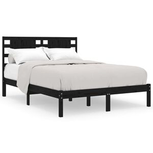 vidaXL Cadre de lit sans matelas noir 200x200 cm bois massif de pin