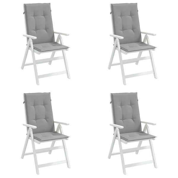 vidaXL Coussins de chaise de jardin &agrave; dossier haut lot de 4 gris tissu