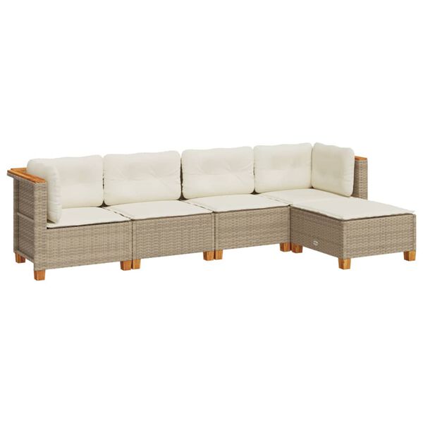 vidaXL Salon de jardin avec coussins 5 pcs beige résine tressée