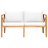 vidaXL Banc de jardin avec coussins cr&egrave;me Bois de teck solide