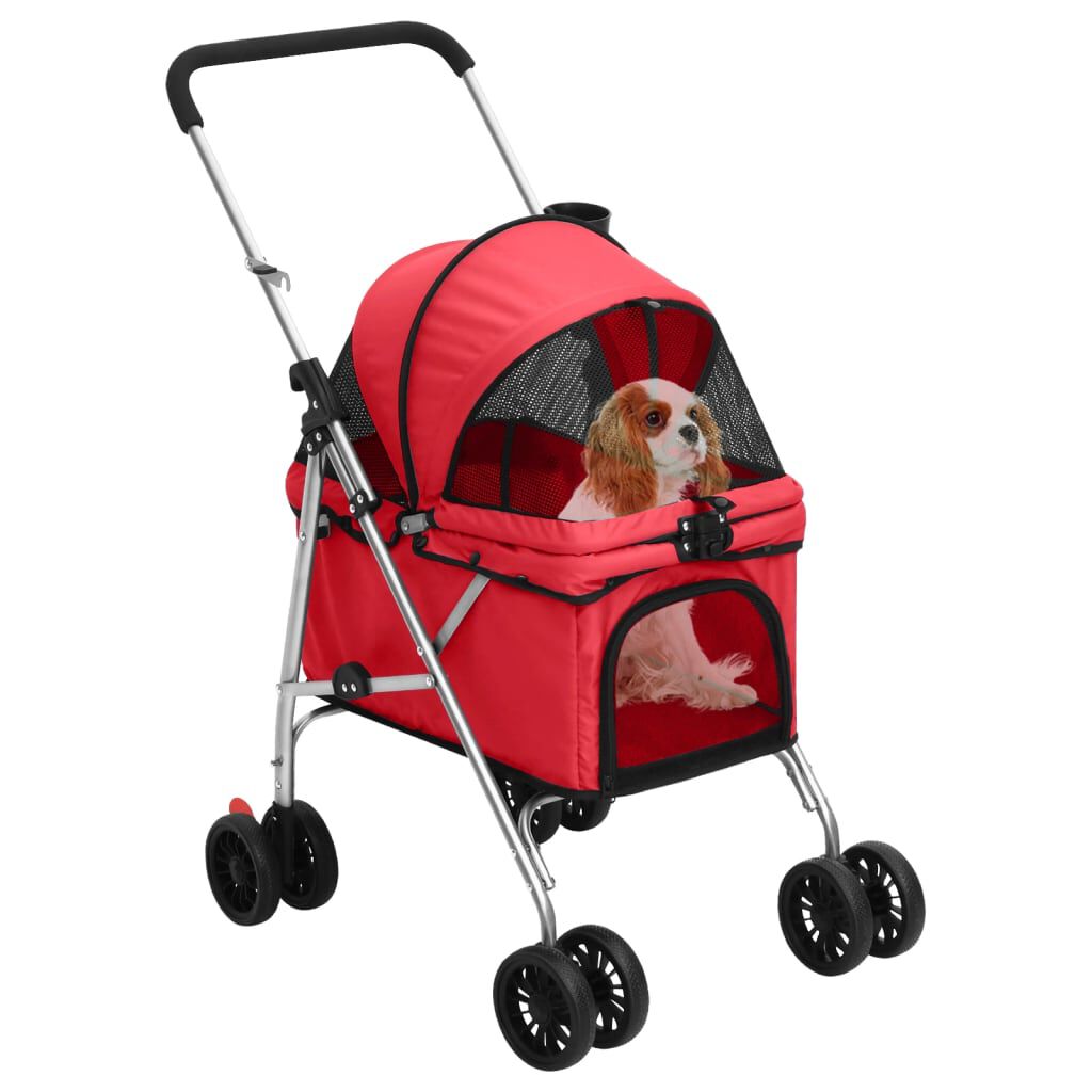 vidaXL Poussette pour chien pliante Rouge 76x50x100 cm Tissu