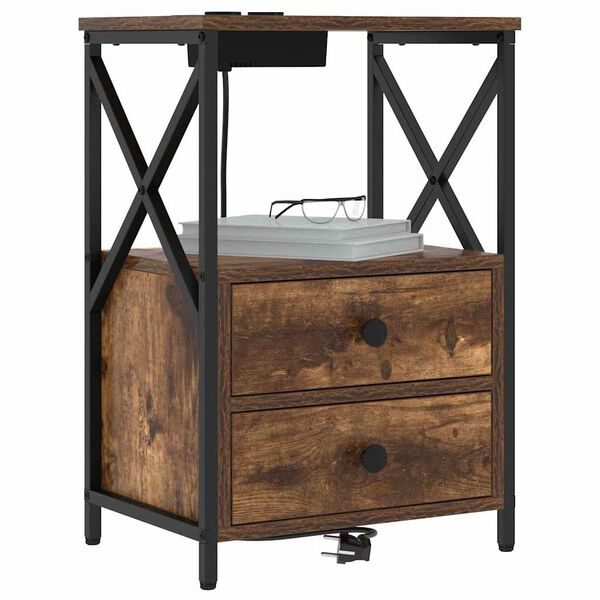 vidaXL Cabinet de chevet Ch&ecirc;ne fum&eacute; 40 x 31 x 60 cm Bois d'ing&eacute;nierie