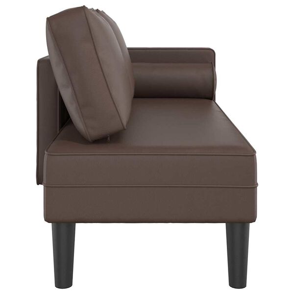 vidaXL Chaise longue avec coussins marron similicuir