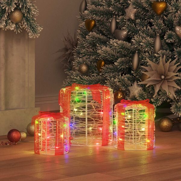 vidaXL Décoration de boîte cadeau 3 pcs coloré 20 x 20 x 21 cm