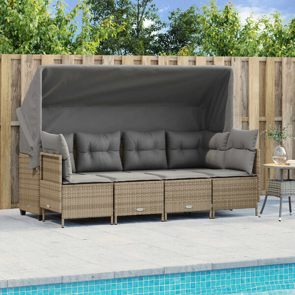 vidaXL Salon de jardin avec coussins 5 pcs beige r&eacute;sine tress&eacute;e