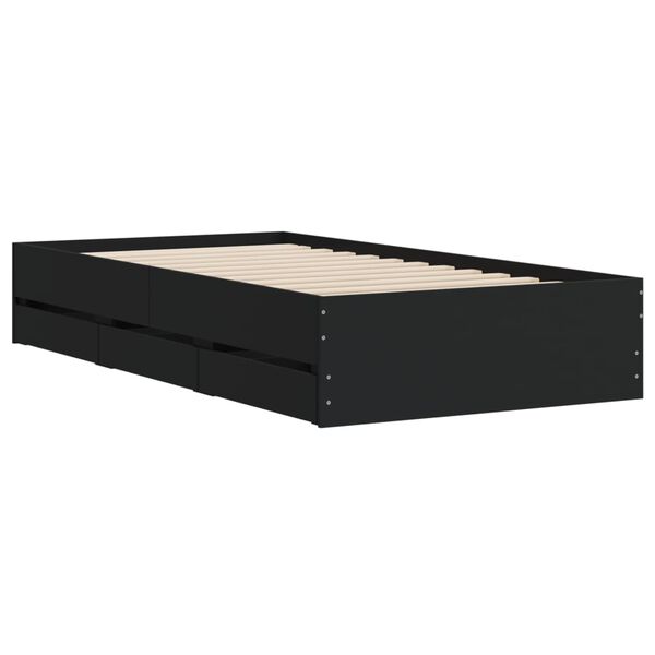vidaXL Cadre de lit avec tiroirs sans matelas noir 90x200 cm