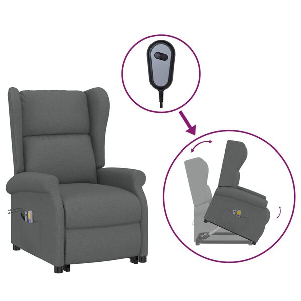 vidaXL Fauteuil de massage inclinable Gris fonc&eacute; Tissu