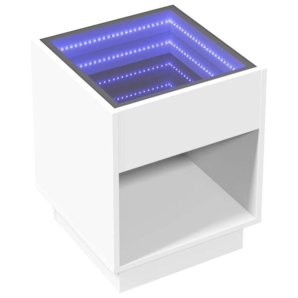 vidaXL Table de chevet avec LED infini blanc 40x40x50 cm