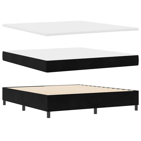 vidaXL Lit &agrave; ressorts avec matelas Noir 180 x 200 cm Velours