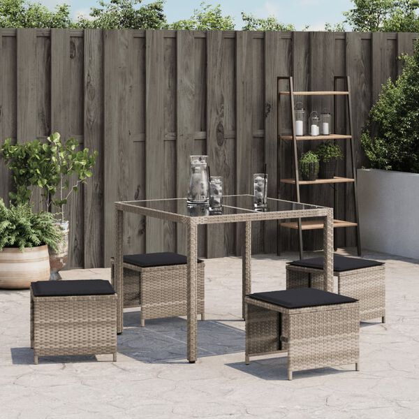 vidaXL Tabourets de jardin coussins lot de 4 gris clair résine tressée