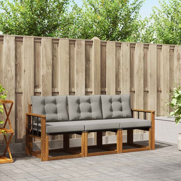 vidaXL Ensemble de canap&eacute;s d'ext&eacute;rieur 3 pcs Gris Naturel et Clair