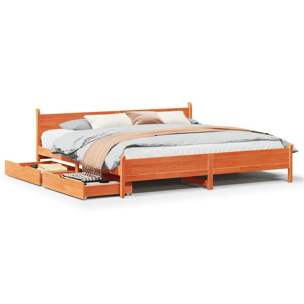 vidaXL Cadre de lit sans matelas cire marron 180x200cm bois pin massif