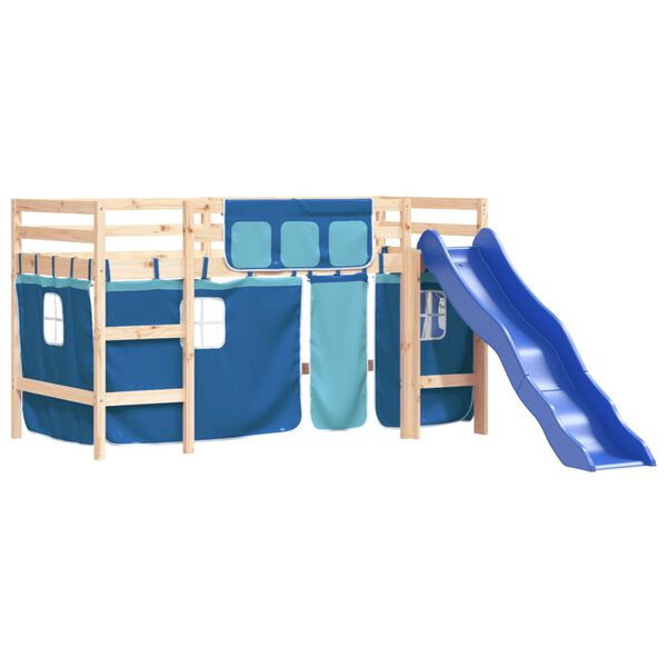 vidaXL Lit mezzanine enfants avec rideaux sans matelas bleu 80x200cm