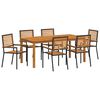 vidaXL Ensemble de salle &agrave; manger pour jardin 7 pcs Noir