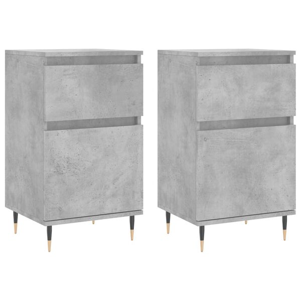 vidaXL Buffets 2 pcs gris b&eacute;ton 40x35x70 cm bois d'ing&eacute;nierie