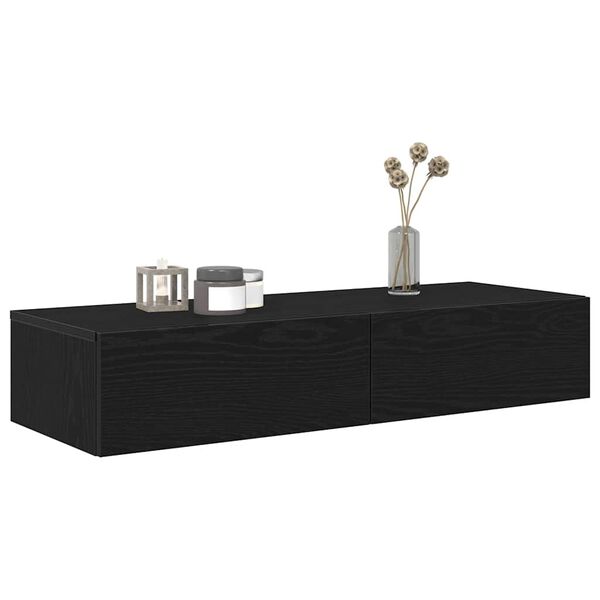 vidaXL &Eacute;tag&egrave;re murale avec tiroirs noir 100x36x19 cm bois d'ing&eacute;nierie