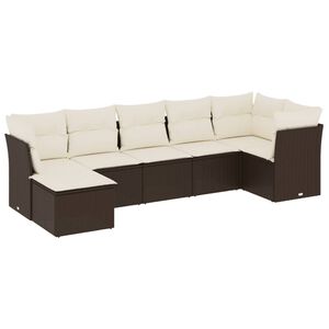 vidaXL Salon de jardin avec coussins 7 pcs marron r&eacute;sine tress&eacute;e