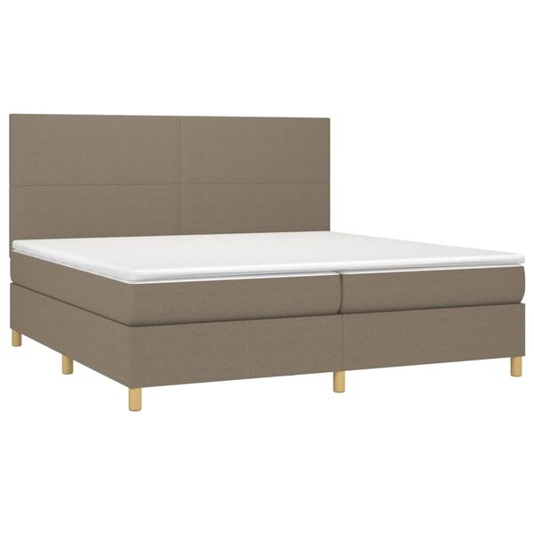 vidaXL Sommier &agrave; lattes de lit et matelas et LED Taupe 200x200cm Tissu