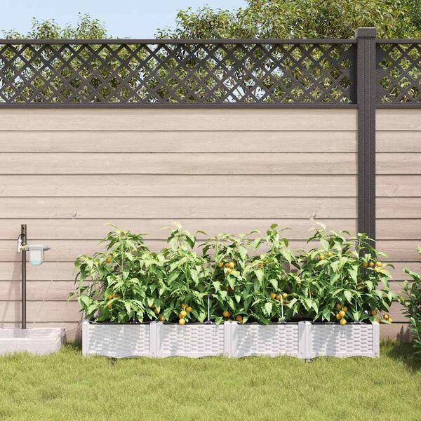 vidaXL Cache-pot de jardin 4 pcs Blanc Acier