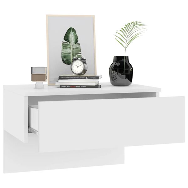 vidaXL Table de chevet murale Blanc