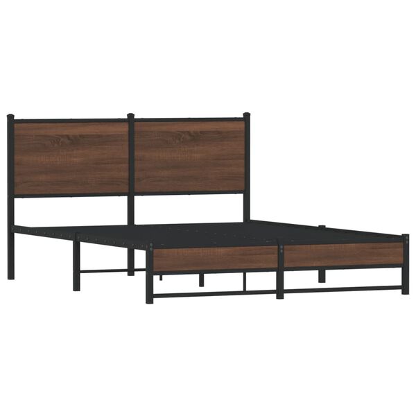 vidaXL Cadre de lit en m&eacute;tal sans matelas ch&ecirc;ne marron 150x200 cm