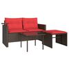 vidaXL Ensemble de canap&eacute; de jardin 3 pcs avec coussins marron r&eacute;sine tress&eacute;e