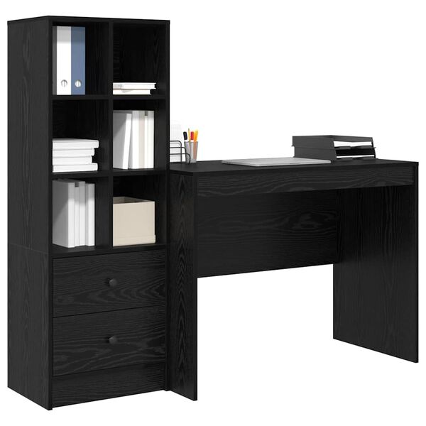 vidaXL Bureau avec tiroir 2 pcs Ch&ecirc;ne noir