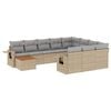vidaXL Salon de jardin et coussins 11 pcs m&eacute;lange beige r&eacute;sine tress&eacute;e