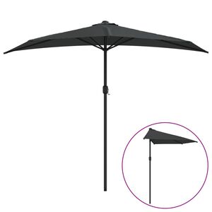 vidaXL Parasol de balcon et m&acirc;t en aluminium Anthracite 270x144cm Demi
