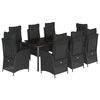 vidaXL Ensemble &agrave; manger de jardin 9pcs coussins noir r&eacute;sine tress&eacute;e