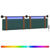 vidaXL T&ecirc;te de lit suspendue Avec lumi&egrave;re LED Vert fonc&eacute; PU antique