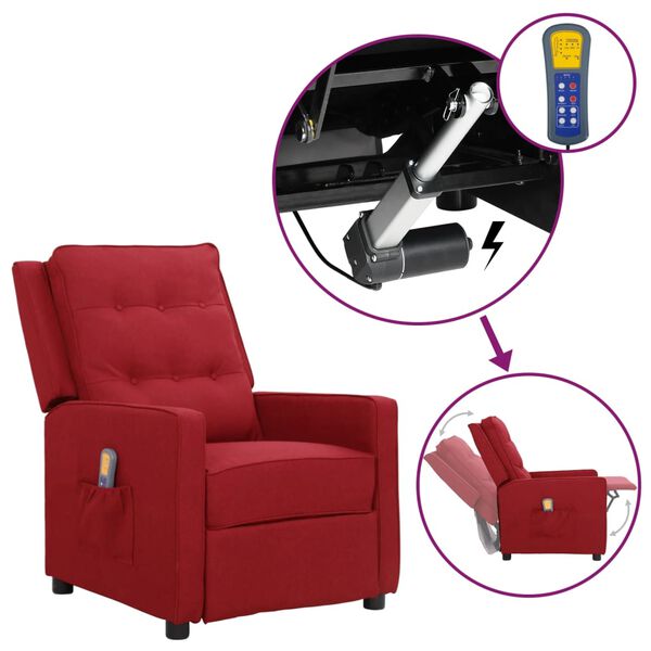 vidaXL Fauteuil de massage Rouge bordeaux Tissu