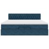 vidaXL Cadre de lit ottoman avec matelas bleu fonc&eacute; 200x200 cm velours