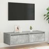 vidaXL Meuble TV avec lumi&egrave;res LED gris b&eacute;ton 100X35,5x25 cm