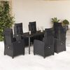 vidaXL Ensemble &agrave; manger de jardin coussins 7pcs Noir R&eacute;sine tress&eacute;e