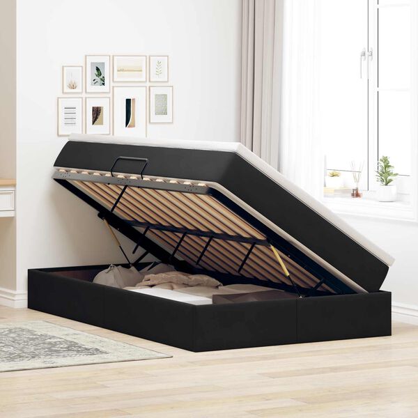 vidaXL Lit avec rangement et matelas Noir 120 x 190 cm Velours