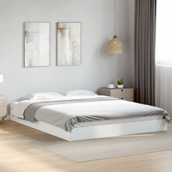 vidaXL Cadre de lit sans matelas blanc 160x200 cm bois d'ing&eacute;nierie